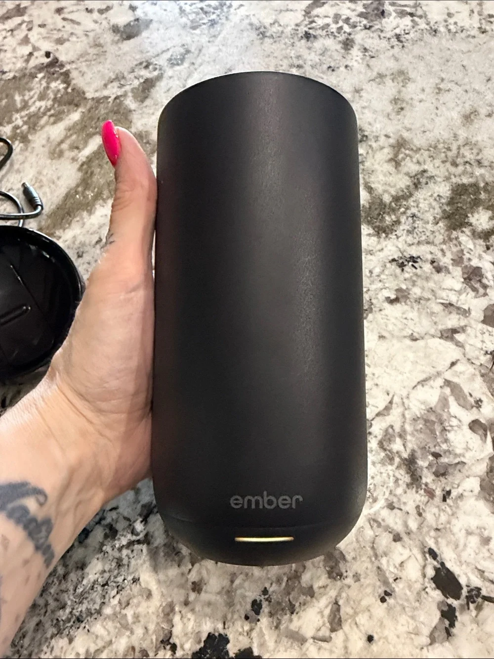 Ember Matte Black Temperature-Controlled Travel Mug w. Charging Base & Two Lids